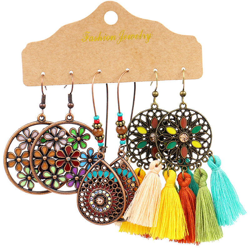 Wholesale Jewelry Vintage Ethnic Round Alloy Earrings